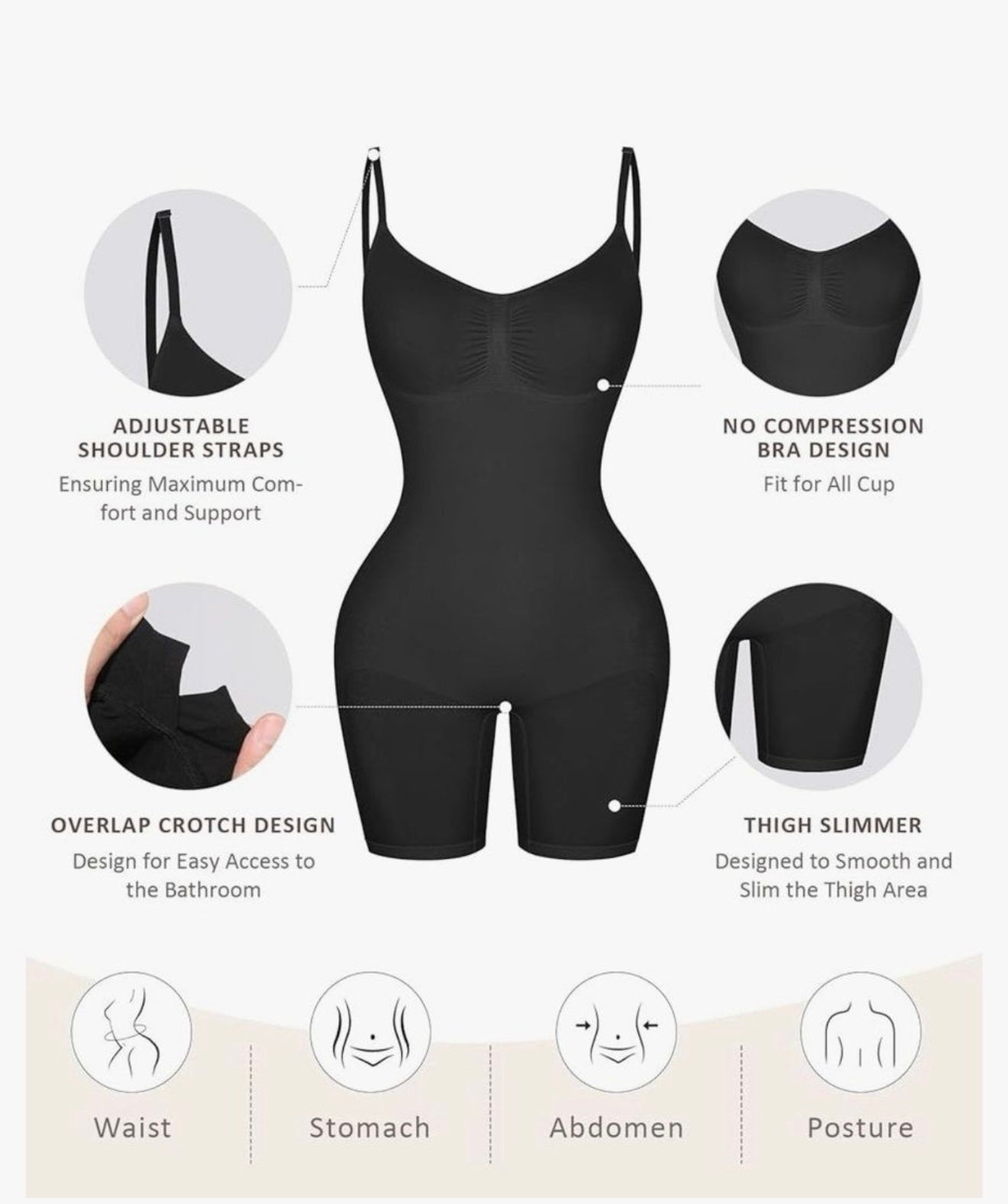 Seamless Tummy, Hips & Thighs Control Shapewear Full-Bodysuit